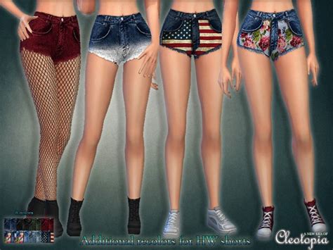 The Sims Resource Set 35 High Waisted Shorts With Prints By Cleotopia