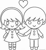 Coloring Pages Couple Valentine Kids Print Cartoon Valentines Printable Color Drawing Girls Happy Children Little Sheets Februar Drawings Book Adult sketch template