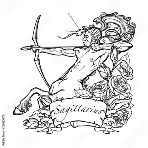 sagittarius zodiac sign with a decorative frame of roses astrology
