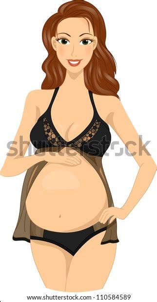 illustration pregnant woman wearing sexy lingerie stock vector royalty