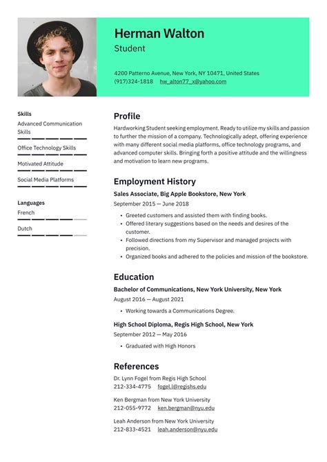student skills examples student cv template  cv examples  hired