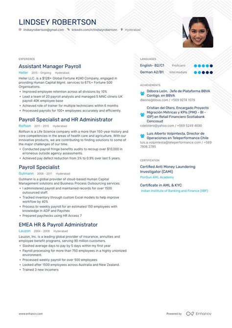 payroll resume   guide