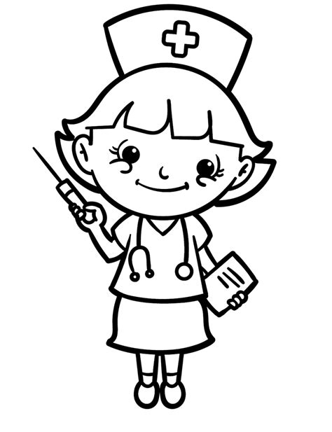 happy nurse  kids coloring page  printable coloring pages