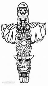 Totem Pole Coloring Pages Drawing Wolf Poles Printable American Native Easy Northwest Cool2bkids Pacific Kids Color Template Sketch Faces Owl sketch template