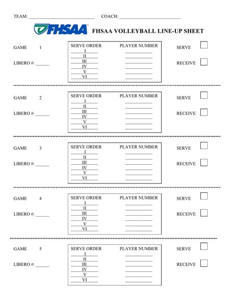 fhsaa volleyball   sheet  printable  templateroller
