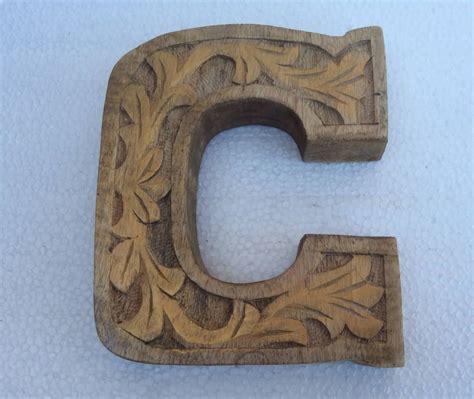 vintage wood carved letter  home decor initials etsy wood carving designs carving designs