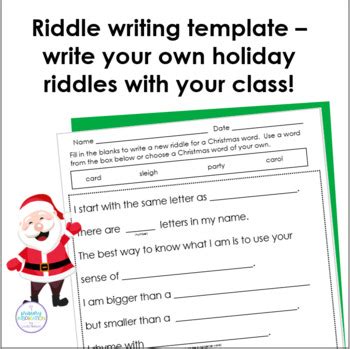christmas riddles printable vocabulary cards  activities tpt