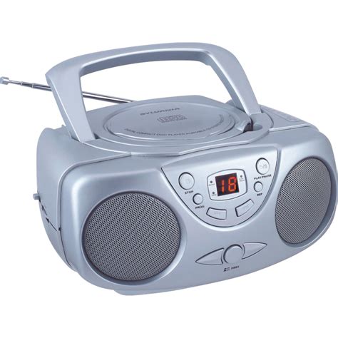 sylvania srcd portable cd player  amfm radio boombox silver walmartcom walmartcom