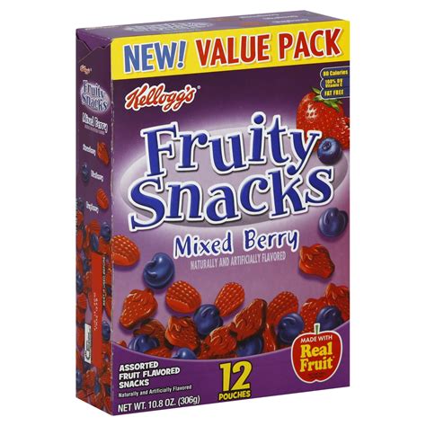 kelloggs fruity snacks snacks fruit flavored mixed berry  pack  pouches  oz