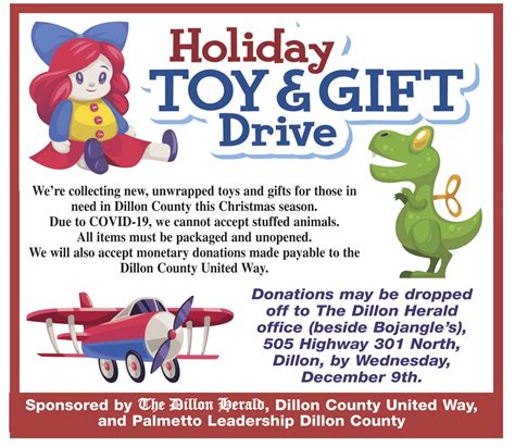 donations needed  annual toy drive  dillon herald
