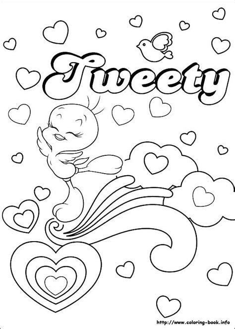 tweety coloring picture bird coloring pages heart coloring pages