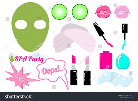 spa party birthday photo booth props stock vector royalty