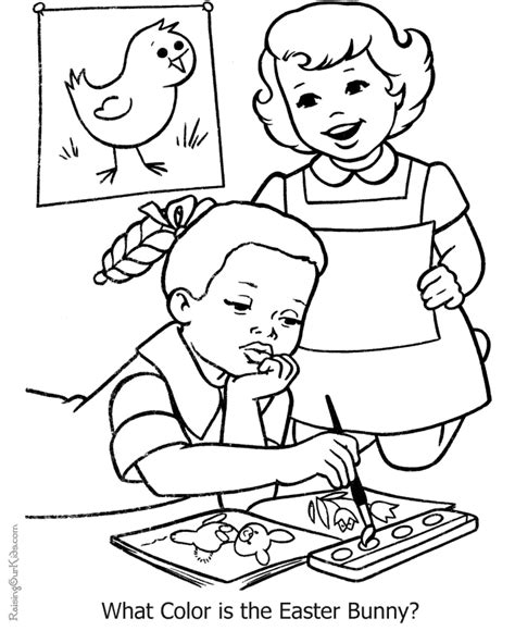 kid coloring book page  easter