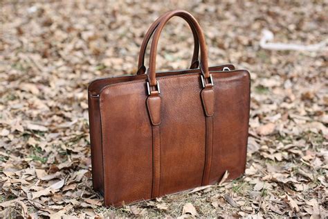 handmade vintage full grain leather briefcase laptop bag mens handbag nz moshileatherbag
