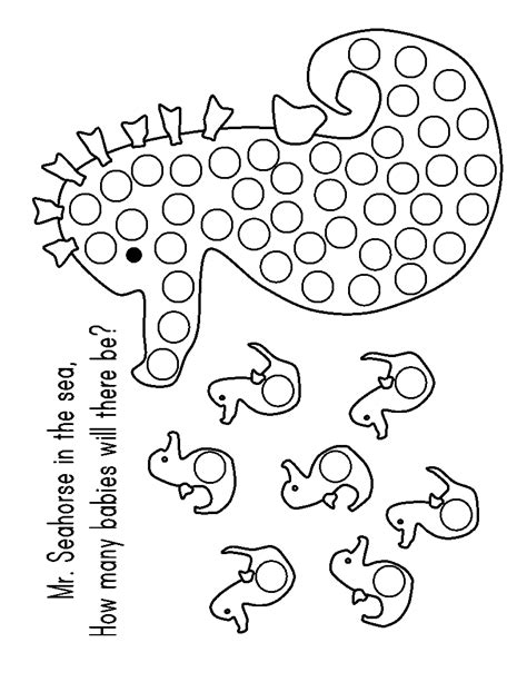 seahorse   dot art coloring page coloring home