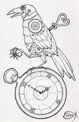 Clockwork Bird Wip Lineart Coloriage Tardis Gears Konstritningar Enregistrée sketch template