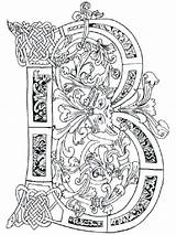 Illuminated Letters Coloring Pages Letter Alphabet Celtic Manuscript Printable Symbols Knots Kells Book Lettering Calligraphy Designs Template Adult Patterns Illumination sketch template