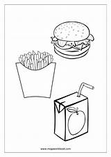 Coloring Food Burger Fries French Pages Megaworkbook Fruit sketch template