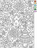 Christmas Number Color Coloring Pages Printable Pintar Numbers sketch template