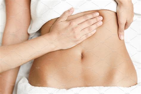 Hands Massaging Female Abdomenthera Featuring Massage Abdomen And