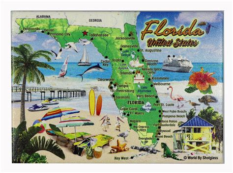 florida landmarks icons collage fridge collectors souvenir magnet