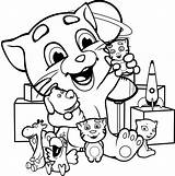 Tom Coloring Pages Talking Playing Time Printable Kids Cartoon Categories sketch template