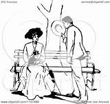 Courting Clipart Couple Vintage Retro Cat Illustration Bench Royalty Vector Prawny Regarding Notes sketch template