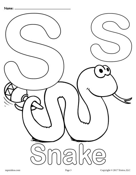 letter  alphabet coloring pages   printable versions snake