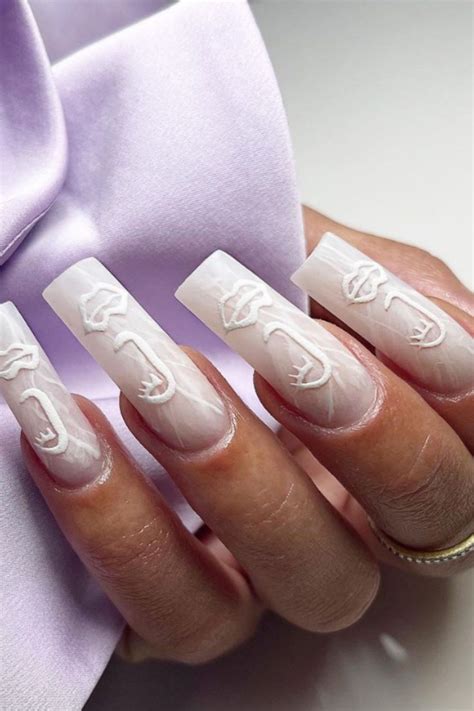 white coffin shaped nails     summer