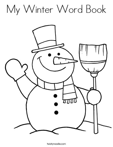 winter word book coloring page twisty noodle