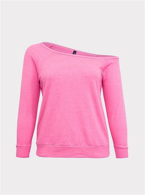 neon pink off shoulder sweatshirtneon pink off shoulder sweatshirt