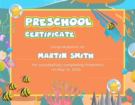 editable preschool graduation certificate diploma template etsy