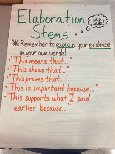 elaboration stems  writing  evidence teaching writing