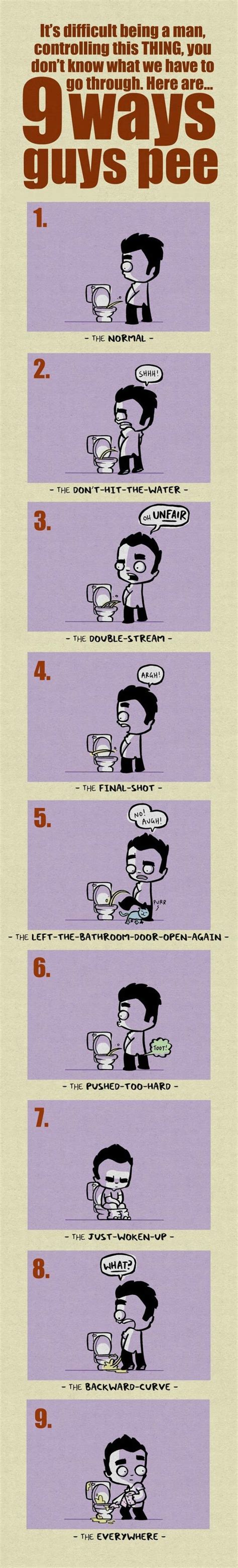 9 Ways Guys Pee Funny