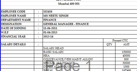every bit of life salary slip format in excel free download