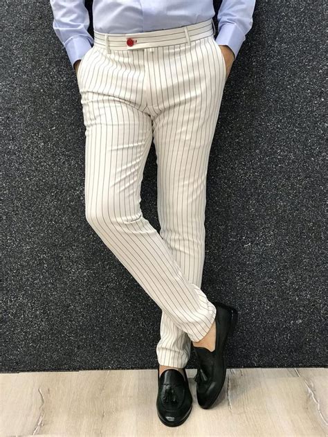 kingston white striped slim pants in 2020 white pants