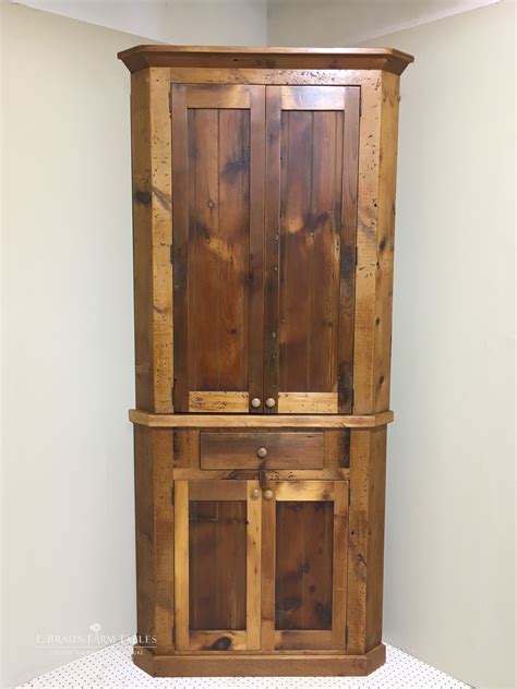 reclaimed pine barn wood corner cabinet handcrafted