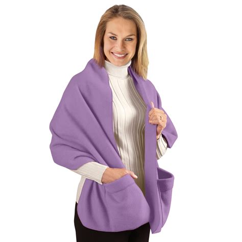 fleece wrap shawl  pockets ebay