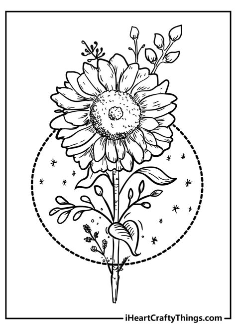 digital drawing illustration pretty flower themed coloring pages