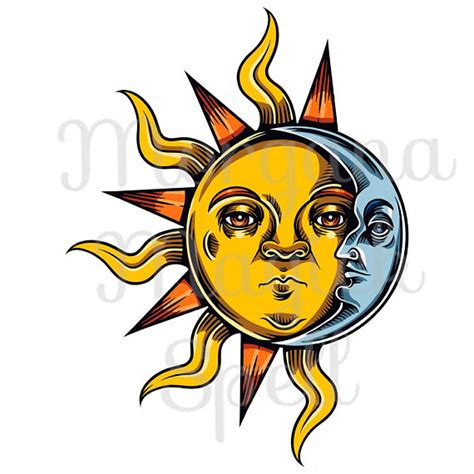 Occult Sun And Moon Royalty Free Clip Art Illustration Wiccan