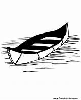 Canoe Coloring Boat Lake Water Canoes Fun Great sketch template