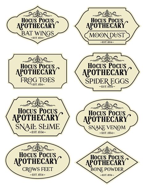 party apothecary halloween labels