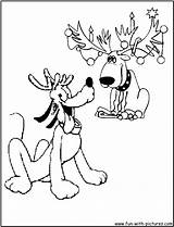 Coloring Disney Pluto Christmas Pages Reindeer Colouring Mickey sketch template