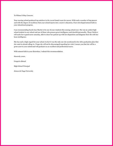 template  letter  recommendation  nursing student invitation