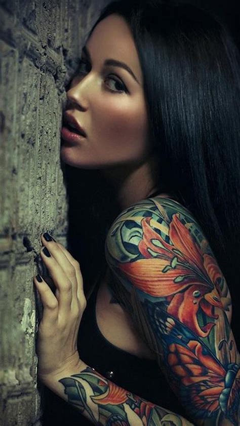 free download sexy sleeve tattoo girl the iphone wallpapers [640x1136