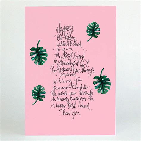 Best Friend Poem Birthday Card By De Fraine Design London