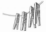 Linge Corde Pinces Clothespins Wasknijpers Coup Vecteur Vectortekening Hangen Kabel Vecteurs sketch template
