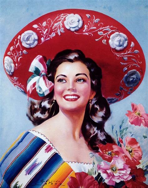 mexico latina senorita woman sombrero advertisement vintage pin