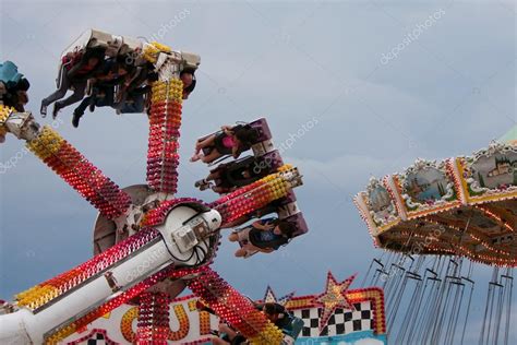 enjoy scary carnival ride at fair stock editorial photo