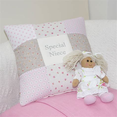 special niece cushion pink and grey by tuppenny house designs